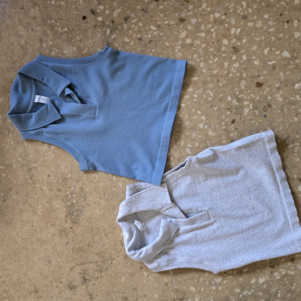 Stylish Sleeveless Tops in Blue and Gray
